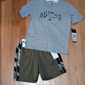 Adidas Kids Khaki and Camouflage Short Set Nwt Size 4t 4 Boys Outfit